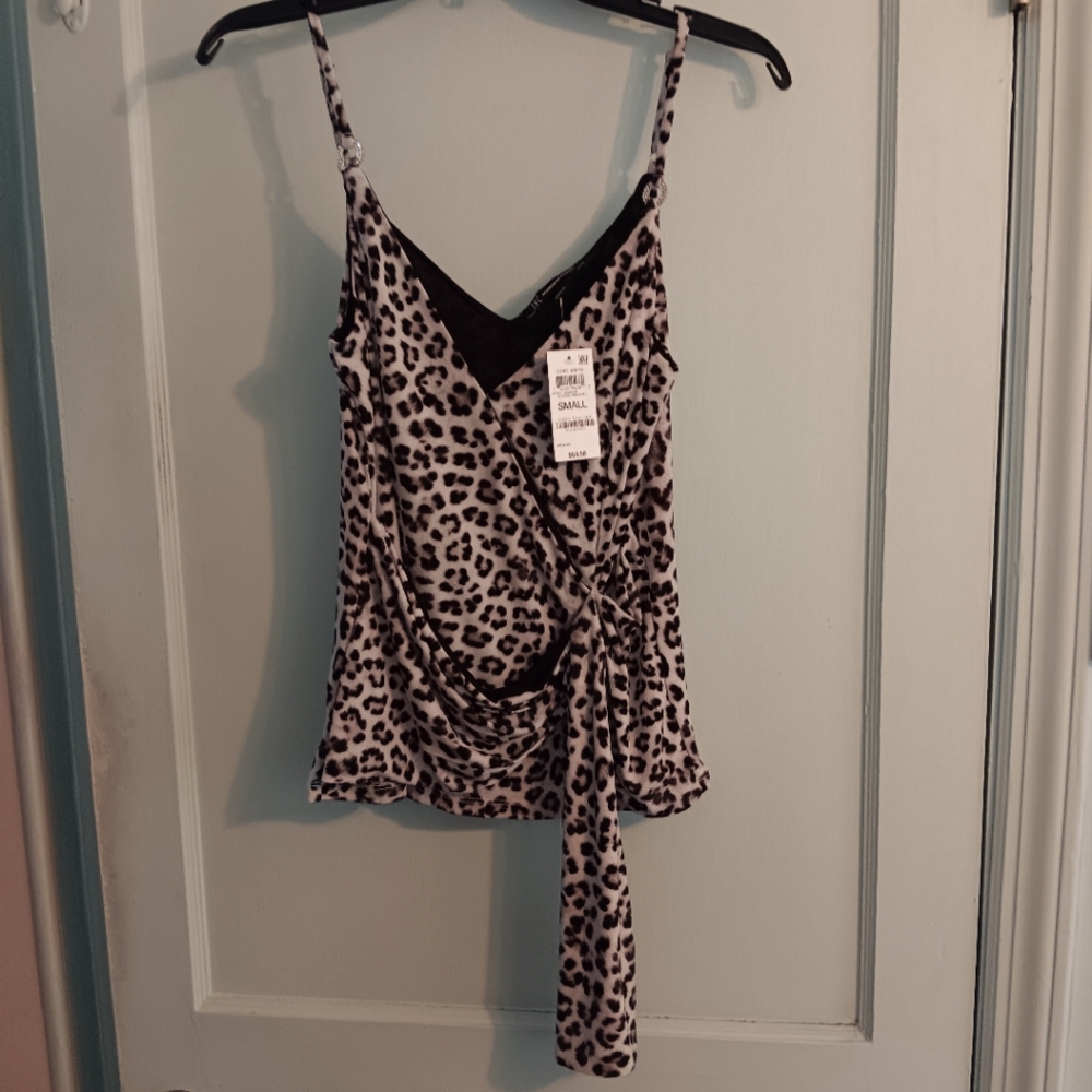 INC Classic Cheetah Print Camisole Wrap Top S NEW with TAGS